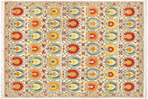 handmade Modern Kafkaz Beige Red Hand Knotted RECTANGLE 100% WOOL area rug 9' x 11'