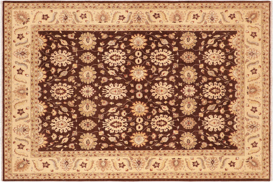 handmade Transitional Kafkaz Brown Beige Hand Knotted RECTANGLE 100% WOOL area rug 8' x 10'