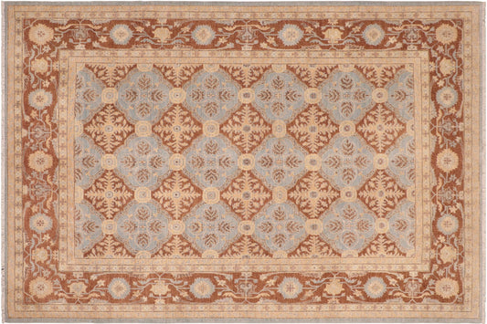 handmade Transitional Kafkaz Lt. Blue Brown Hand Knotted RECTANGLE 100% WOOL area rug 8' x 10'