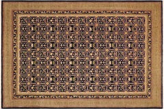 handmade Transitional Kafkaz Blue Green Hand Knotted RECTANGLE 100% WOOL area rug 9' x 11'