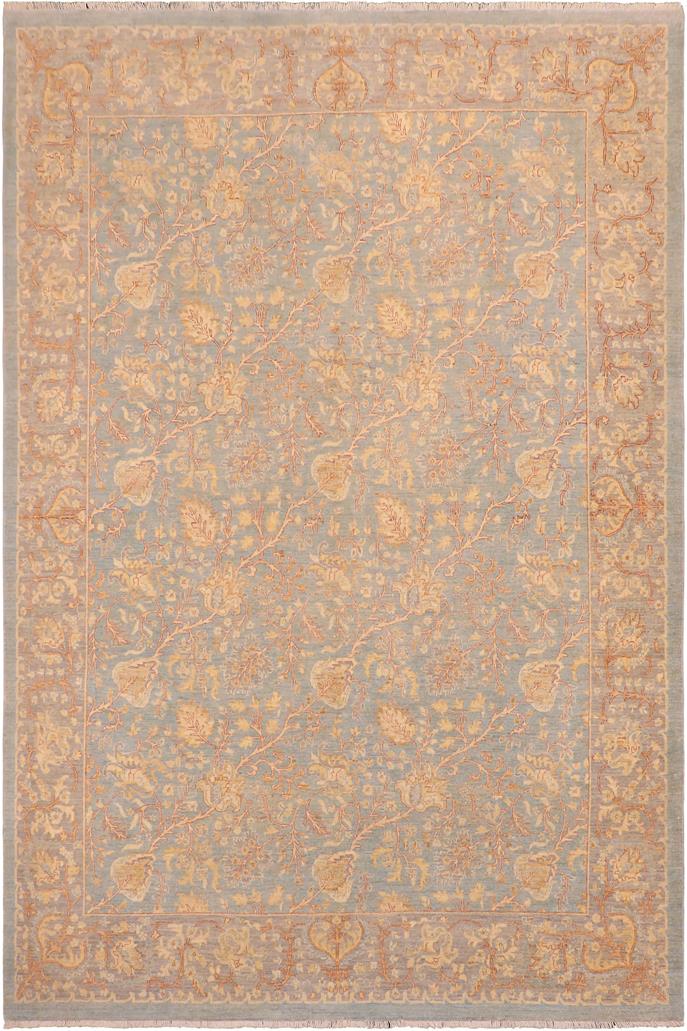 handmade Transitional Kafkaz Lt. Blue Lt. Gray Hand Knotted RECTANGLE 100% WOOL area rug 8 x 10