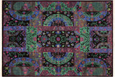 Oriental Ziegler Joel Black/Green Hand Knotted Wool Rug - 7'9'' x 10'7''
