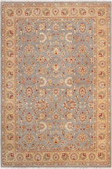 handmade Traditional Kafkaz Blue Beige Hand Knotted RECTANGLE 100% WOOL area rug 7 x 10