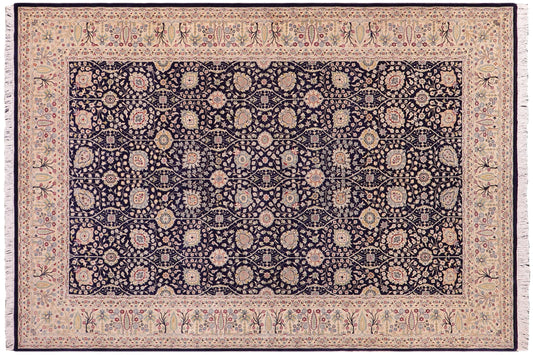 handmade Transitional Design Blue Tan Hand Knotted RECTANGLE 100% WOOL area rug 6' x 9'