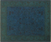 handmade Over Dyed Over Dyed Teal Teal Hand Knotted RECTANGLE 100% WOOL area rug 9' x 11'
