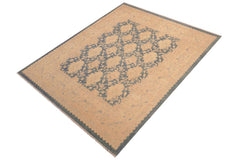 handmade Transitional Kafkaz Blue Beige Hand Knotted RECTANGLE 100% WOOL area rug 8 x 10