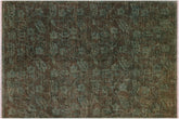 handmade Over Dyed Over Dyed Green Green Hand Knotted RECTANGLE 100% WOOL area rug 6' x 7'