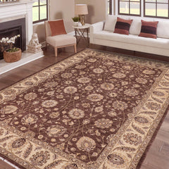 handmade Transitional Kafkaz Brown Beige Hand Knotted RECTANGLE 100% WOOL area rug 9' x 12'