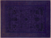 handmade Over Dyed Over Dyed Blue Blue Hand Knotted RECTANGLE 100% WOOL area rug 9' x 11'