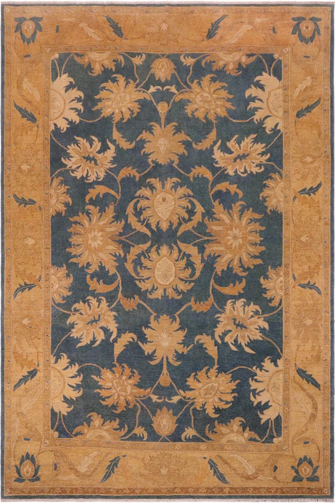 handmade Traditional Kafkaz Blue Gold Hand Knotted RECTANGLE 100% WOOL area rug 10 x 14