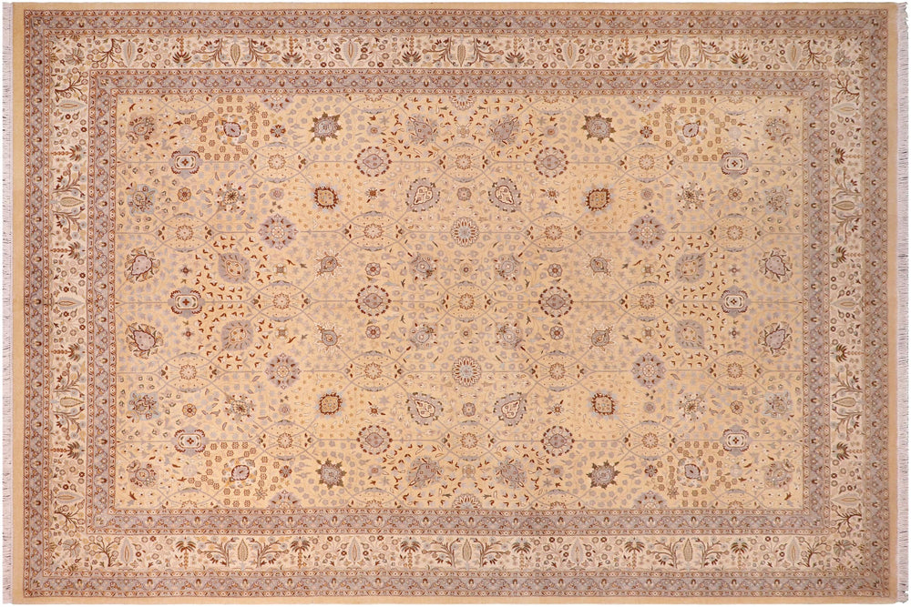 handmade Transitional Lt. Gold Lt. Gold Hand Knotted RECTANGLE 100% WOOL area rug 10' x 15'