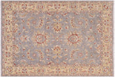 handmade Traditional Kafkaz Lt. Gray Blue Hand Knotted RECTANGLE 100% WOOL area rug 5x8