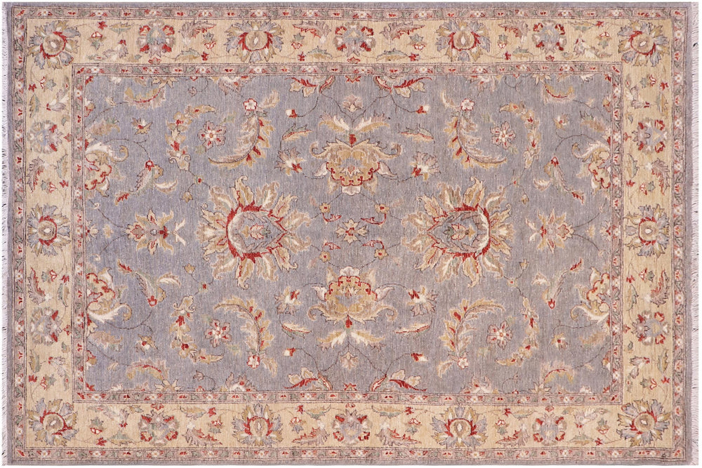 handmade Traditional Kafkaz Lt. Gray Gold Hand Knotted RECTANGLE 100% WOOL area rug 5x7