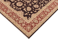 handmade Transitional Kafkaz Aubergine Dull Orange Hand Knotted RECTANGLE 100% WOOL area rug 9' x 12'