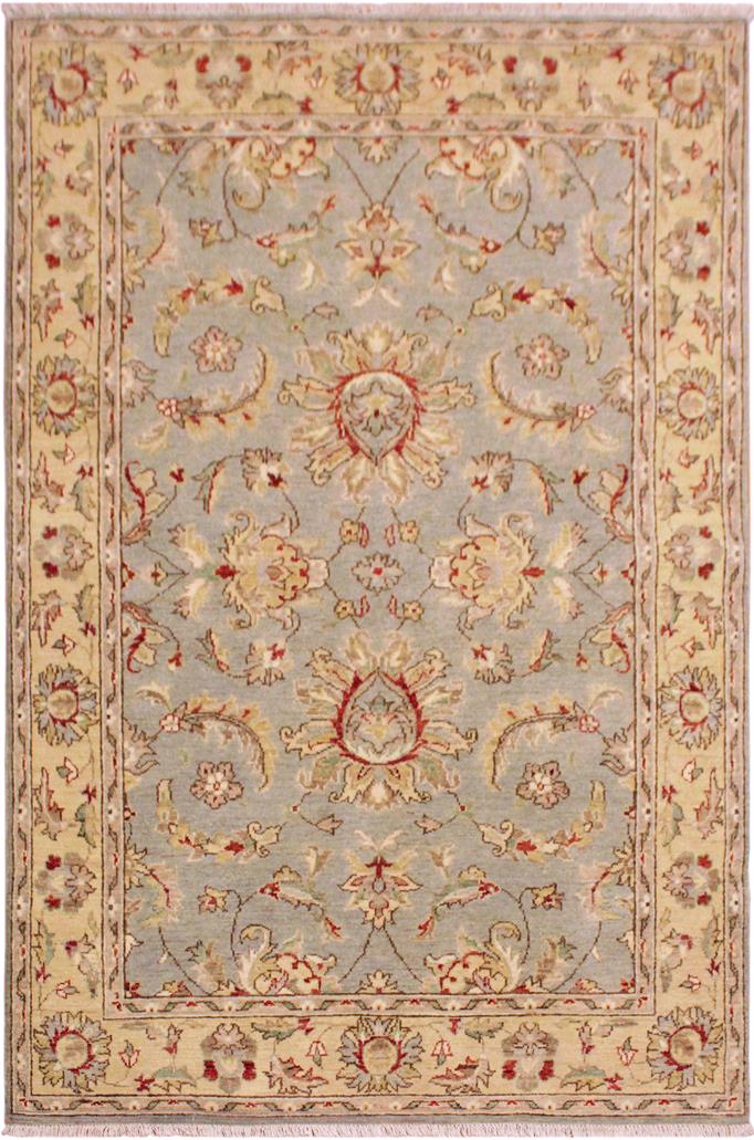 handmade Traditional Gray Blue Hand Knotted RECTANGLE 100% WOOL area rug 4 x 6