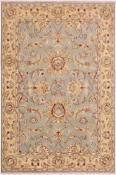 handmade Traditional Gray Blue Hand Knotted RECTANGLE 100% WOOL area rug 4 x 6