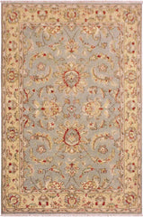 handmade Traditional Gray Blue Hand Knotted RECTANGLE 100% WOOL area rug 4 x 6