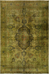 handmade Vintage Vintage Green Gray Hand Knotted RECTANGLE 100% WOOL area rug 10x13