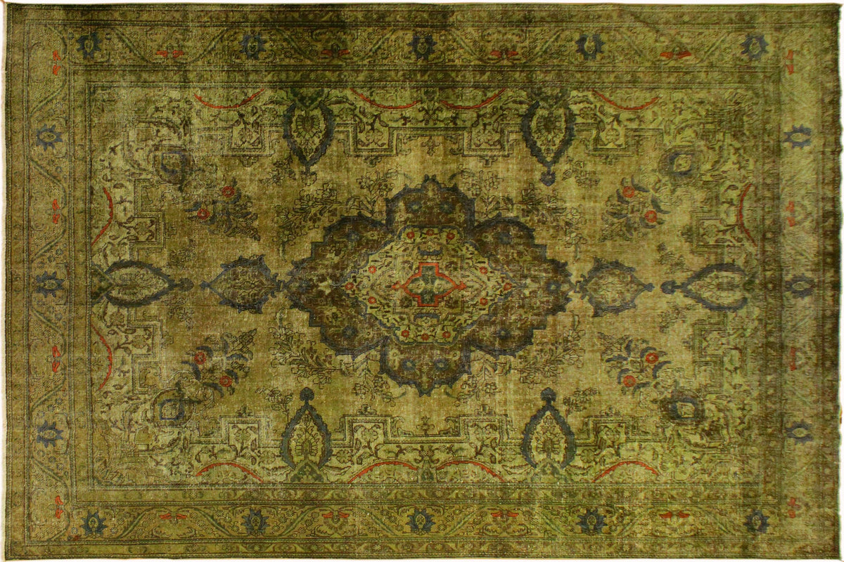 10x13 hand knotted Persian wool rug in green and gray - Persian Zetta