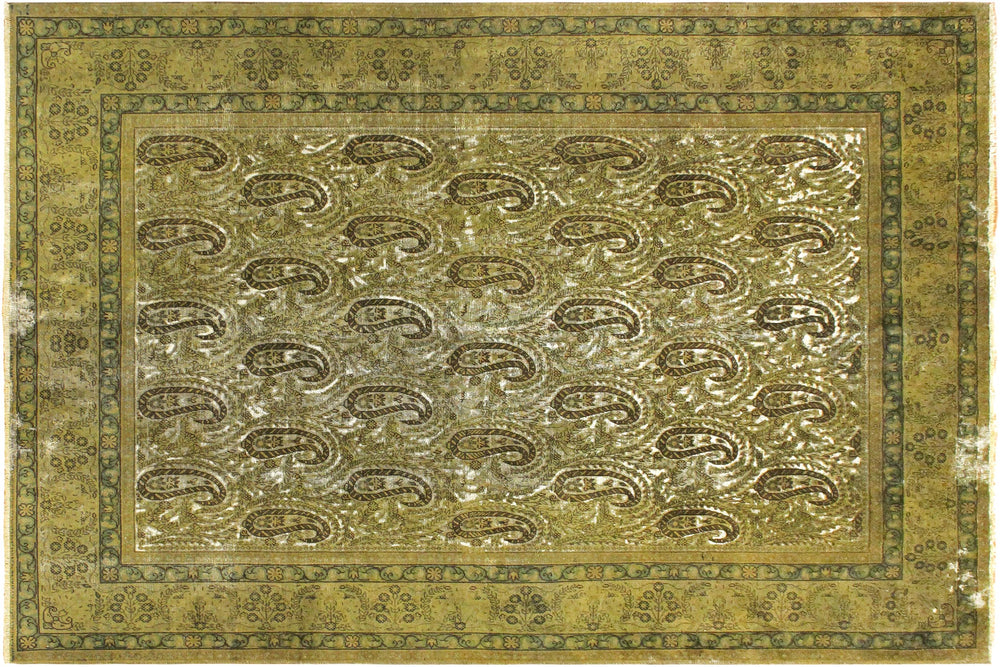 handmade Transitional Vintage Green Brown Hand Knotted RECTANGLE 100% WOOL area rug 8' x 10'
