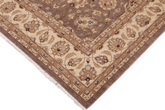 handmade Transitional Kafkaz Brown Beige Hand Knotted RECTANGLE 100% WOOL area rug 9' x 12'