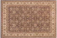 handmade Transitional Kafkaz Brown Beige Hand Knotted RECTANGLE 100% WOOL area rug 9' x 12'