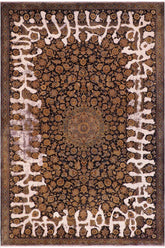 handmade Vintage Vintage Blue Gold Hand Knotted RECTANGLE 100% WOOL area rug 8x11