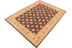 handmade Transitional Kafkaz Aubergine Beige Hand Knotted RECTANGLE 100% WOOL area rug 9' x 12'