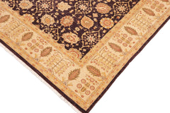 handmade Transitional Kafkaz Aubergine Beige Hand Knotted RECTANGLE 100% WOOL area rug 9' x 12'