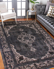 handmade Vintage Vintage Gray Tan Hand Knotted RECTANGLE 100% WOOL area rug 8' x 12'