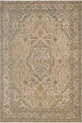 handmade Vintage Vintage White Green Hand Knotted RECTANGLE 100% WOOL area rug 9x12