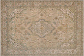 handmade Vintage Vintage White Green Hand Knotted RECTANGLE 100% WOOL area rug 9' x 12'