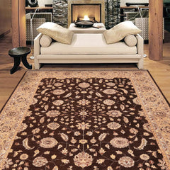 handmade Transitional Kafkaz Brown Tan Hand Knotted RECTANGLE 100% WOOL area rug 9' x 12'