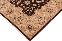 handmade Transitional Kafkaz Brown Tan Hand Knotted RECTANGLE 100% WOOL area rug 9' x 12'