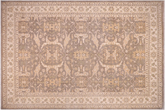 handmade Transitional Kafkaz Greenish Gr Ivory Hand Knotted RECTANGLE 100% WOOL area rug 10' x 14'