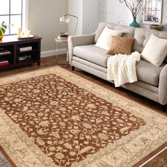 handmade Transitional Kafkaz Brown Beige Hand Knotted RECTANGLE 100% WOOL area rug 9' x 12'