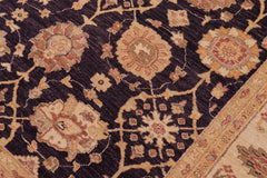 handmade Transitional Kafkaz Aubergine Beige Hand Knotted RECTANGLE 100% WOOL area rug 9' x 12'