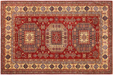 handmade Geometric Super Kazak Red Tan Hand Knotted RECTANGLE 100% WOOL area rug 7' x 10'