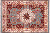 handmade Traditional Kafkaz Blue Beige Hand Knotted RECTANGLE 100% WOOL area rug 8' x 12'