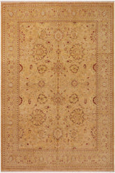 handmade Traditional Kafkaz Tan Red Hand Knotted RECTANGLE WOOL&SILK area rug 9 x 12