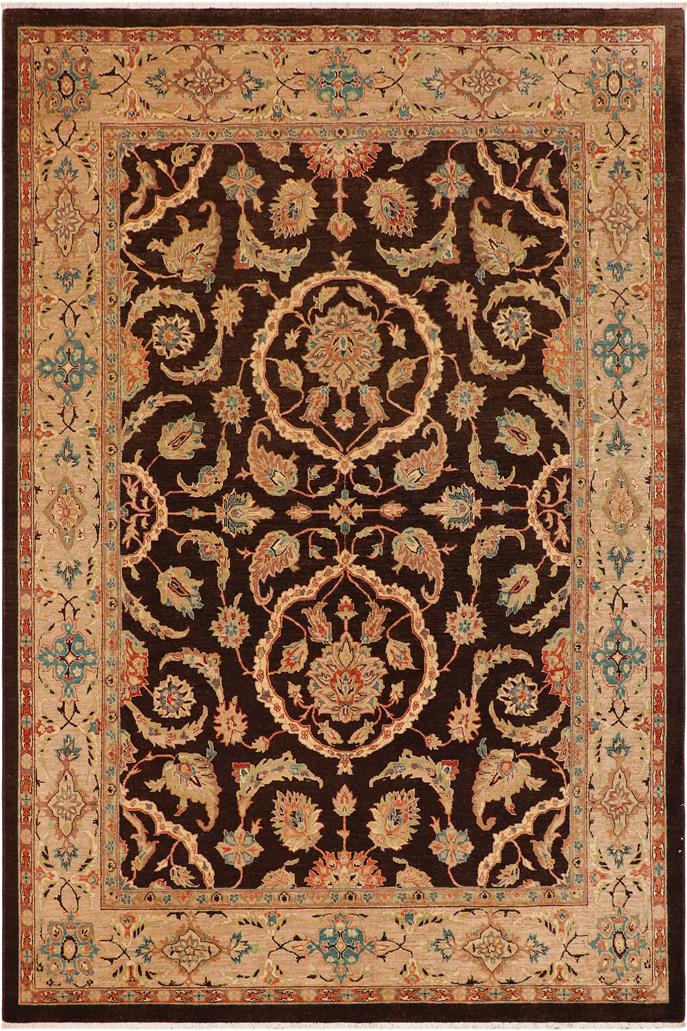handmade Traditional Kafkaz Brown Tan Hand Knotted RECTANGLE 100% WOOL area rug 9 x 12