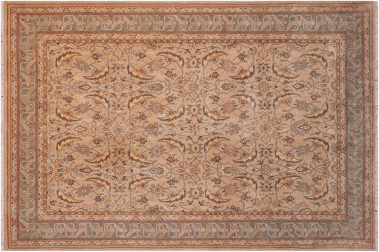 handmade Transitional Lahore Lt. Gray Lt. Green Hand Knotted RECTANGLE 100% WOOL area rug 6' x 9'