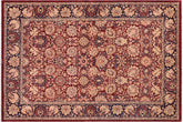 handmade Transitional Kirman Aubergine Blue Hand Knotted RECTANGLE 100% WOOL area rug 6x9