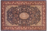 handmade Traditional Hussani Blue Aubergine Hand Knotted RECTANGLE 100% WOOL area rug 6x9