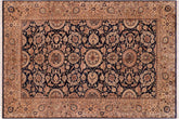 handmade Traditional Agra Tabriz Blue Tan Hand Knotted RECTANGLE 100% WOOL area rug 6 x 9