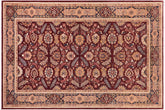 handmade Traditional Lahore Drk. Red Blue Hand Knotted RECTANGLE 100% WOOL area rug 6' x 9'