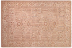 handmade Traditional Lahore Tan Ivory Hand Knotted RECTANGLE 100% WOOL area rug 6' x 9'