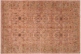 handmade Transitional Qaseem Bond Tan Lt. Green Hand Knotted RECTANGLE 100% WOOL area rug 6 x 9