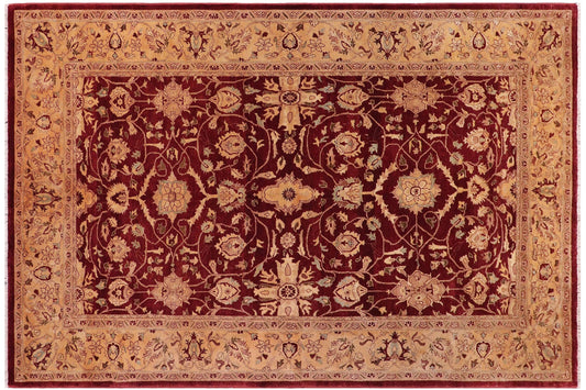handmade Traditional Drk. Red Gold Hand Knotted RECTANGLE 100% WOOL area rug 6' x 9'