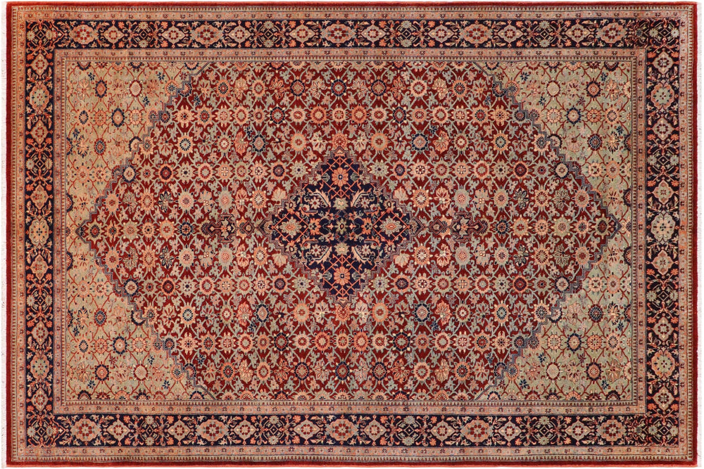 handmade Traditional Bakshi Rust Blue Hand Knotted RECTANGLE 100% WOOL area rug 6' x 9'